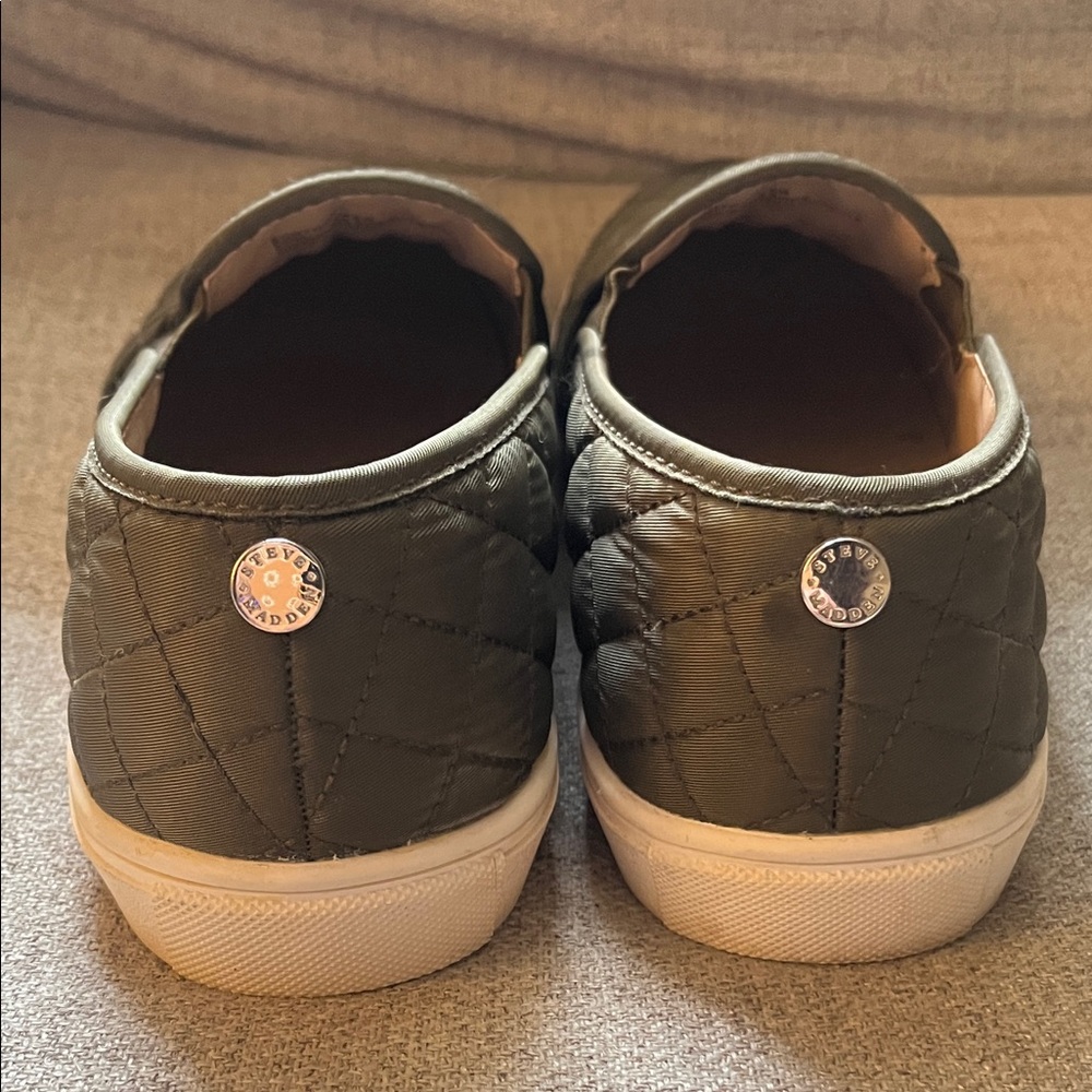 Steve Madden Quilted Olive Green Slip-On Sneakers - Picture 3 of 3